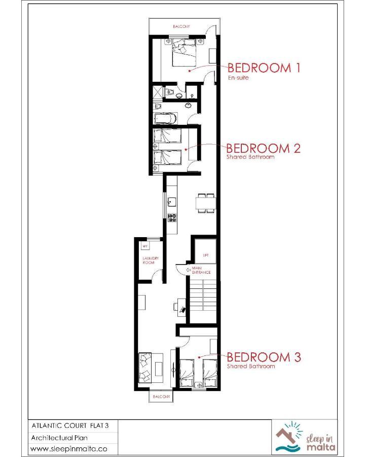 F3 Room 3, Private Room Two Single Beds Shared Bathroom Msida Eksteriør billede